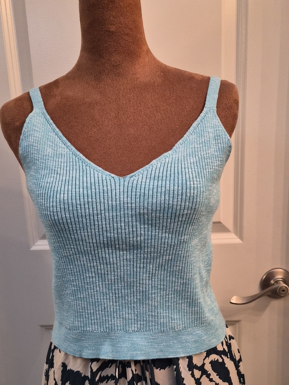 Tommy Hilfiger Light Blue Ribbed V-Neck Tank